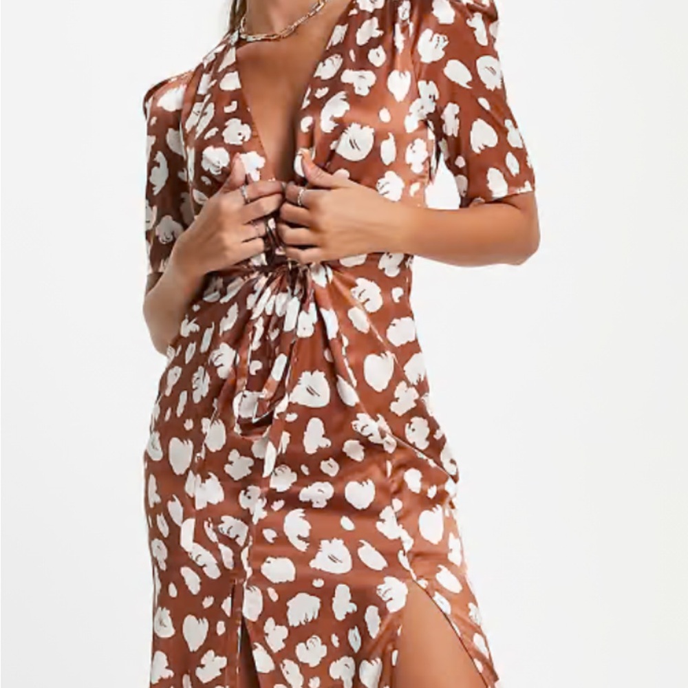 French Connection Rust and White Floral Midi Dress